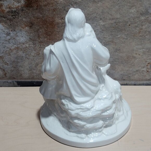 White Ceramic Jesus Christ Savior Children Lamb Figurine - Picture 2 of 10